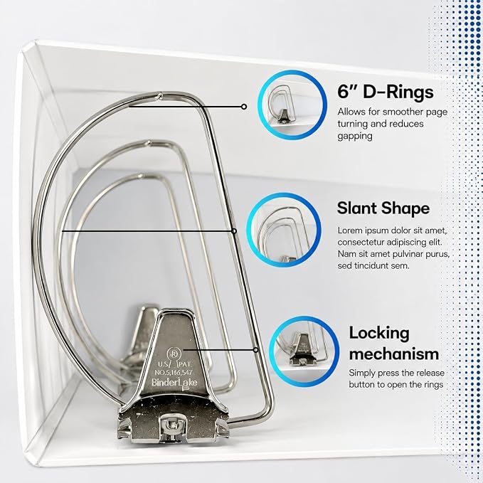 Performore 6 Inch Locking Angle D-Ring Binder Heavy Duty Poly Binder with Printed Design, Secure Locking 3 Rings, Spine Label Holder, Non-Customizable Cover, Holds 8.5" x 11" Paper, 1 Pack