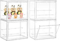 Small 3 Layer Acrylic Display Case Stackable Box for Collectibles,4 Pack | Removable Adjustable Partitions & Magnetic Door,Interlocking Stable Structure Clear Showcase for Collectibles Figure Storage