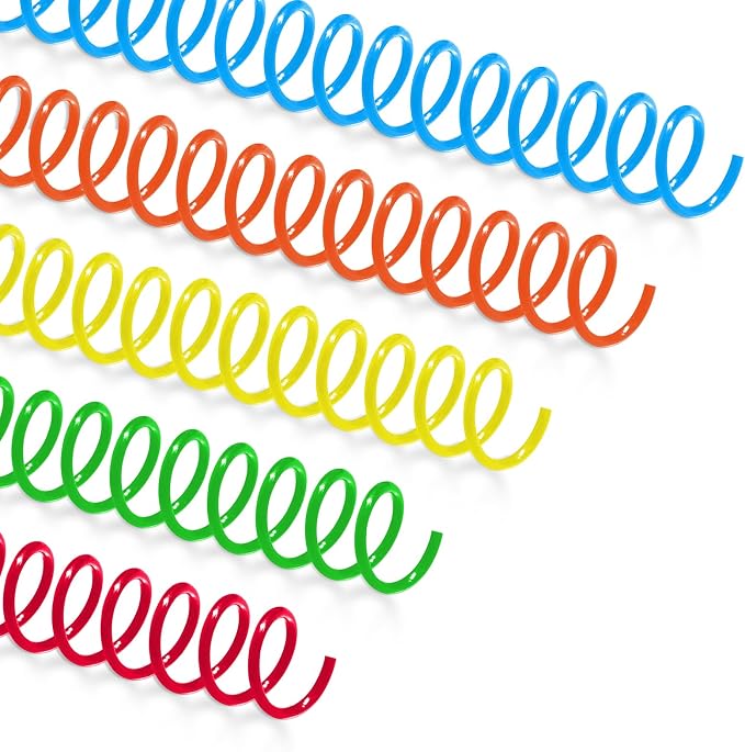 TOTiyea 50 Pack Plastic Spiral Binding Coils,10mm,4:1 Pitch 75 Sheet Capacity | Spiral binding coils,Mix,can be used with letter size (8.5x11") or A4 size paper (8.3x11.7"),bound projects can lay flat