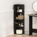 Furinno Reed Corner Shelf, 4-Tier Corner Bookshelf, Book Shelf, Corner Shelves, Storage Rack, for Organization and Storage, Home Office, Living Room, Blackwood