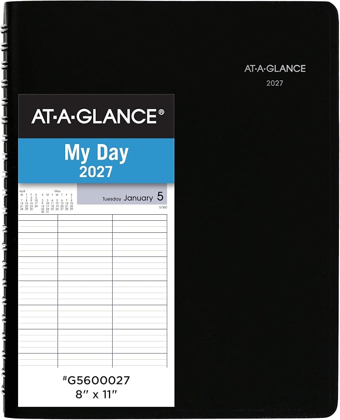 AT-A-GLANCE 2027 Appointment Book Planner, Daily Group Planner, 8" x 11", Four Person, Quarter-Hour, DayMinder, Black (G5600027)