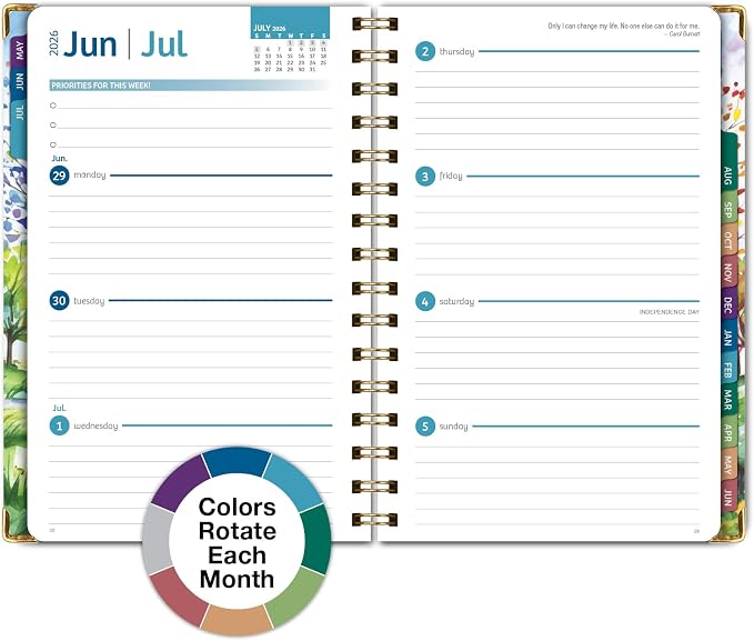 HARDCOVER Academic Year 2026-2027 Planner: 14 Months (May 2026 Through June 2027) 5.5"x 8" Daily Weekly Monthly Planner Yearly Agenda. Bookmark, Pocket Folder and Sticky Note Set (Tree Seasons)