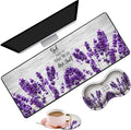 Large Gaming Mouse Pad 31.5x11.8 Inch Keyboard Pad + Ergonomic Wrist Rest Pad and Coaster with Non-Slip 3-Piece Desk Supplies Set, Bible Psalm 46:5 Lavender Design for Gamers/Office/Study