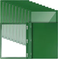 Teling 36 Pcs Report Covers with 3 Prong Fasteners Clear Front Presentation Folders Frame View Poly Report Folder Presentation Binder for Paper Document School Office (Dark Green)
