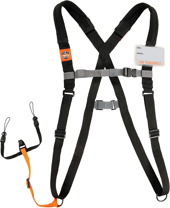 Ergodyne Squids 3138 Barcode Scanner Padded Harness, Tethering Lanyard for Bar Code Scanners, Breakaway Design , Black , Small