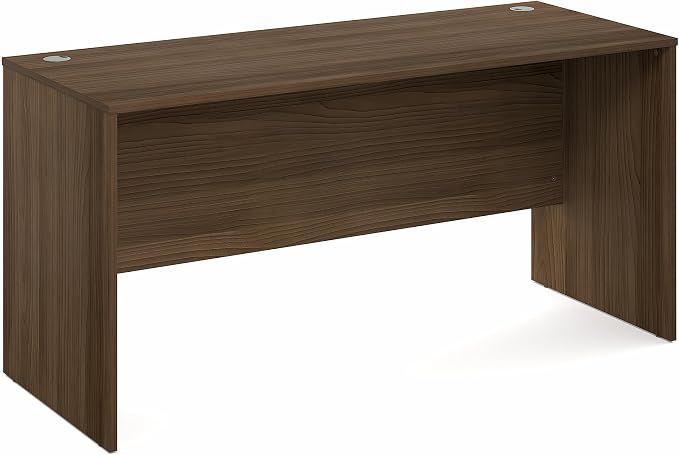 Furinno Roger Computer Desk, 60 Inch Rectangular Executive Desk with Modesty Panel, Home Office Desk with Thick Tabletop, Desk Cord Grommet, Scratchproof, for Home Study, Office, Modern Walnut