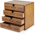 Flexzion Wooden Storage Box with 2 Drawers, Vintage Desktop Organizer | Compact Desk Organizer with Drawers for Office Supplies, Mail, Crafts and Vanity Items; 9.6 X 6.6 X 4.9 In; Fully Assembled