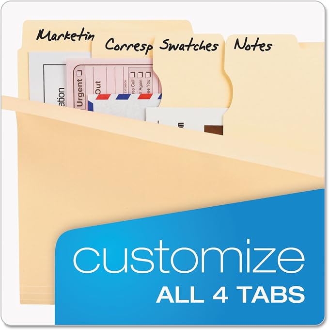 Pendaflex Divide It Up File Folders, Paper and Documents Organizer, Folder with Pockets, Manila File Organizer for School, Home and Office, Letter Size, 24/Pack (10770)