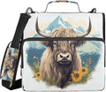 ALAZA Zipper Binder 3 Ring Highland Cow Binder Organizer with Zipper and Shoulder Strap Large Capacity Multi-Pocket Trapper Keeper File Folder for Office Supplies