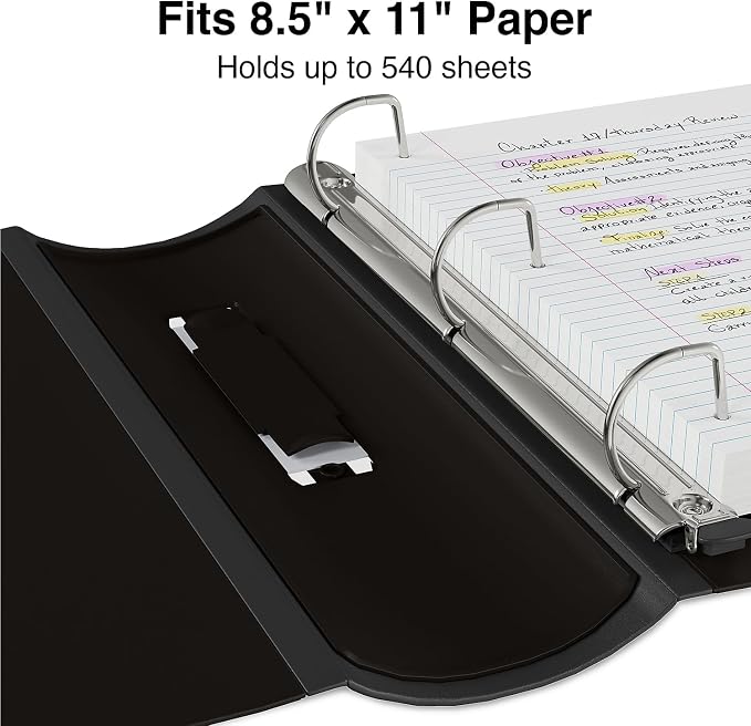 Staples Better Binder, 2-Inch 3-Ring View, Black, 2-Pack | Durable binder for everyday school and office document storage.