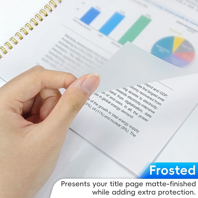 Rayson PP Frosted Binding Covers, 15 Mil, Letter Size, Unpunched, 50 Pack | Made from PP polypropylene with a frosted matte finish; flexible, durable covers help protect Letter-size documents.