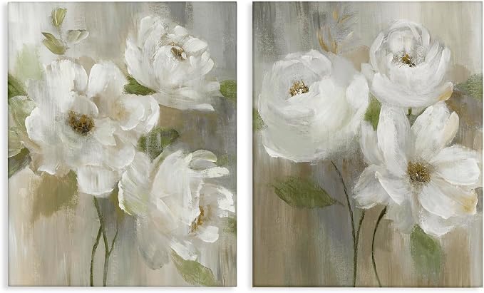Stupell Industries 'Vintage Roses & Magnolias'| 2pc Canvas Art Set 2 | Stupell Industries | 24 x 30 Inches, Easy to Hang and Sturdy, Made in USA, by Nan