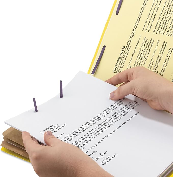 Smead Pressboard Classification File Folder with SafeSHIELD® Fasteners, 3 Dividers, 3" Expansion, Letter Size, Yellow, 10 per Box (14098) (Pack of 1)