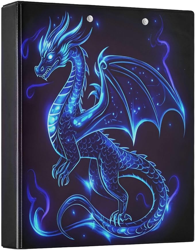 3 Ring Binder Dragon Blue Black 1.5" Round Ring Binders View Binder with 200 Sheet for Kids School Supplies Women Men Office, 1 Pack