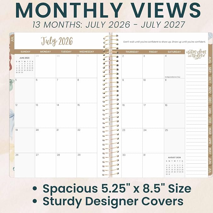 bloom daily planners 2026-2027 Planner - Academic Year (July 2026 - July 2027) Monthly & Weekly Soft Cover Planner for Women - 13 Month Inspirational Agenda Book with Stickers - 5.5" x 8.25" - Bows