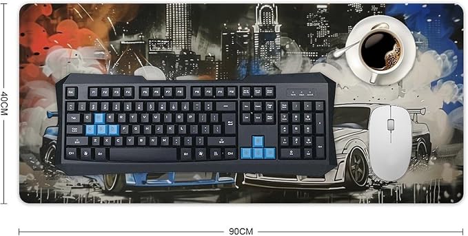 Car Gaming Mouse Pad Large Mousepad R34 R32 Racing Car Anime Aesthetic Graffiti JDM Big Computer Desk Mat Desk Pad for Keyboard and Mouse Mat Non-Slip Base 40x90cm, Style