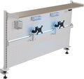 EUREKA ERGONOMIC Desk Pegboard Dual Monitor Stand 59x34 White | Large steel pegboard with dual monitor stands, LED lighting, privacy panel and modular accessories for gaming desks