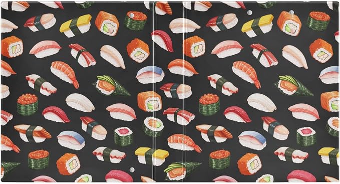 Japanese Food Sushi Decorative 3 Ring Binder 1.5 Inch Large View Binders with Pockets File Organizer for Office College School, 2 Pack