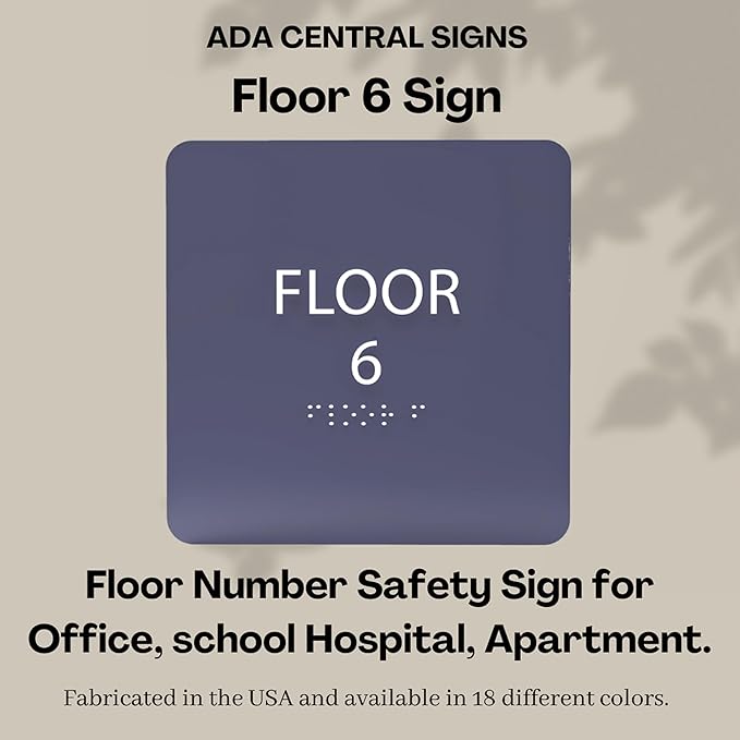 Royal ADA Floor 6 Sign with Braille – Made from Durable Acrylic and Ready to Mount
