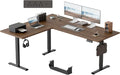 Agilestic 63 x 55 Inch L Shaped Standing Desk with Powerstrip, Dark Walnut | Outlets, Cable Management, Corner Desk, Ample Workspace, Memory Presets, Hooks, Stable Steel Frame,176 lbs, Splice Board