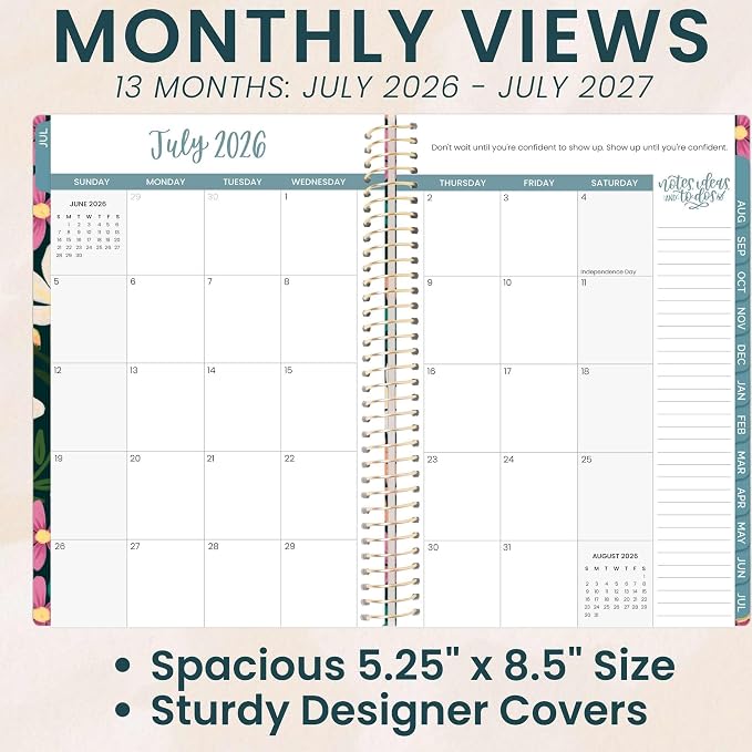 bloom daily planners 2026-2027 Planner - Academic Year (July 2026 - July 2027) Monthly & Weekly Soft Cover Planner for Women - 13 Month Inspirational Agenda Book with Stickers - 5.5" x 8.25" - Blooming Wildly