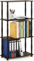Furinno Turn-N-Tube 4-Tier Multipurpose Shelf Display Rack, Classic Tubes, Walnut/Brown | Book Shelf, Corner Shelf, Open Shelves, Classic Tubes, for Organization, Living Room, Home Office