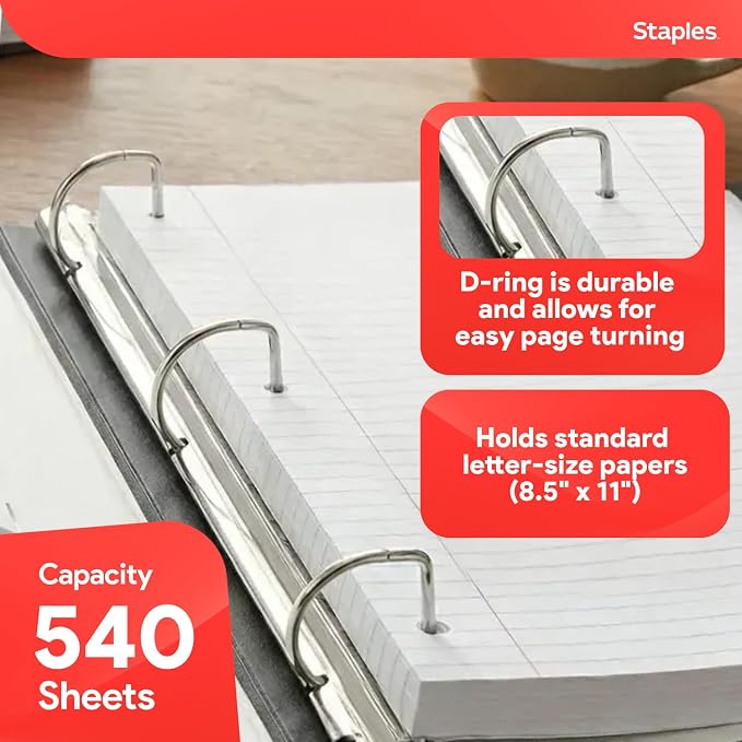 Staples Better Binder, 2 Inch 3-Ring, White, Heavy-Duty | Reinforced binder built for school and office document organization.
