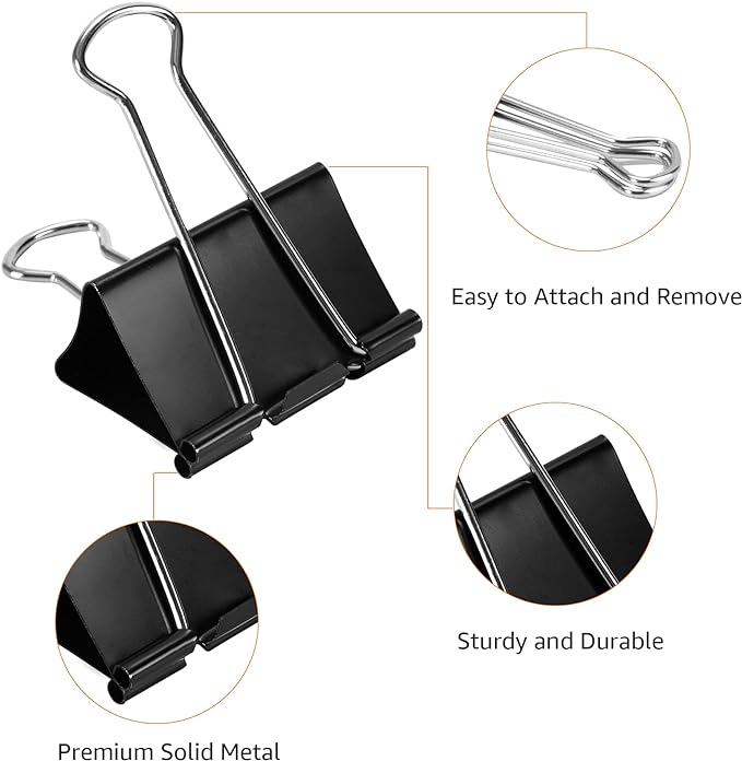 Amazon Basics Sturdy Binder Clips for Office Use, 144 Count (12 Pack of 12), Small, 0.75 in, Black