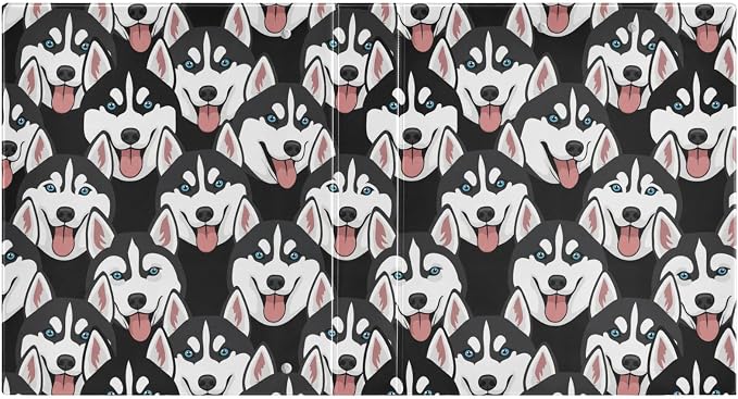3 Ring Binder 1.5 in Recipe Binders Cute Husky Dog | Decorative Client Records with Clip 3 Clear Interior Pockets for 200 Sheets Letter-Size(11" x 8.5") Paper PVC Cover Folder
