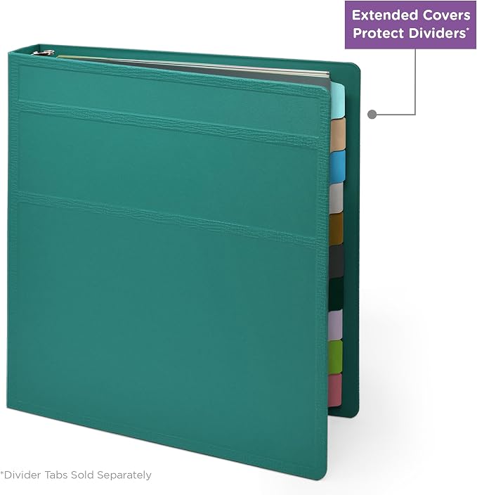 Carstens 1.5-Inch Heavy Duty 3-Ring Binder - Side Opening, Teal, Durable Plastic, Precision No-Gap Rings, Waterproof Covers, No Pockets, Holds 250 US Letter Sheets, BPA-Free, Made in USA (2043-3R)