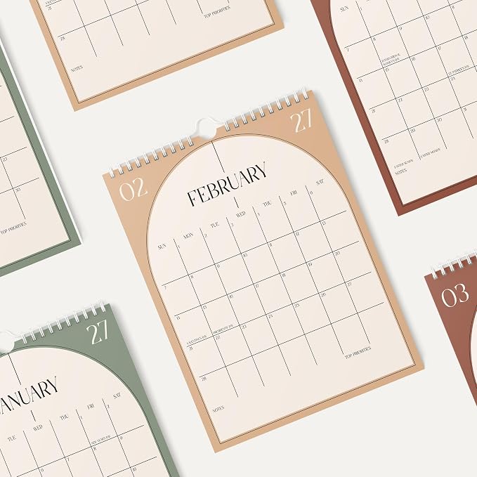 Karto Wall Calendar 2026 8.5x11 in - Boho Color | January 2026 to June 2027, Vertical, Boosts Productivity, Easy Monthly Planning