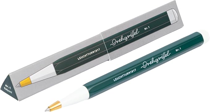 LEUCHTTURM1917 - Drehgriffel Writing Pen (Forest Green) - Ballpoint Pen with Royal Blue Ink Included