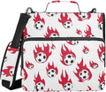 Aslsiy Zipper Binder Bag for Girls Boys Soccer Balls Red Flame Kids 1.5 inch 3-Ring Binder Organizer with Shoulder Strap for School Office Supplies