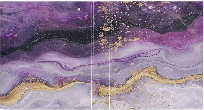 Purple Round Ring Binders 1.5 Inch White Pink Gold Marble Tie Dye 3 Ring Clipboard Binder for Office School Work Supplies File Folder Document 200 Sheet Capacity Easy Open 2 Pieces