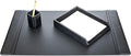 Genuine Top-Grain Black Leather 3-piece Desk Set