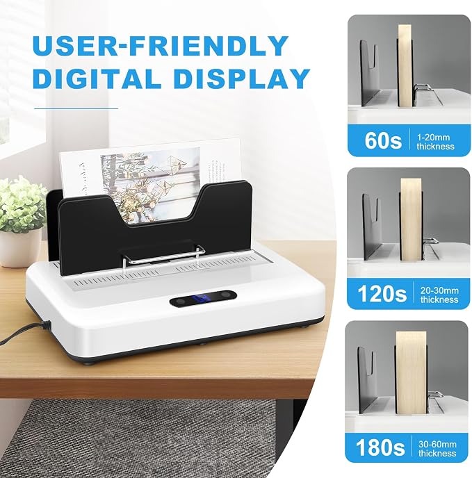 Thermal Binding Machine, 500 Sheets Capacity, No Preheat Time, Digital Touch Panel with Air Cooling, Electric Binder for A4/A5/Letter Size Business Documents, Office and Home Projects