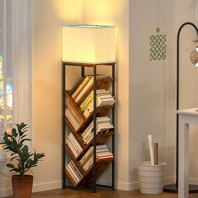Cutogxon Tree Bookshelf with Light - 8 Tier Floor Standing Tree Bookshelf for Hardcover Books Three Types of Light