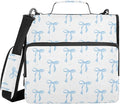 ALAZA Zipper Binder 3 Ring Blue Bow Binder Organizer with Zipper and Shoulder Strap Large Capacity Multi-Pocket Trapper Keeper File Folder for Office Supplies