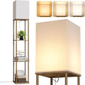 SUNMORY Floor Lamp with Shelves, Modern Square Shelf Lamps, Display Shelf Standing Lamp with 3 Color Temperature Bulb, Corner Bookshelf Lamps for Living Room and Bedroom Office, Home Decor | 3 CCT LED Bulb Include, 4-Tier Display Bookshelf, 63" Tall Co...