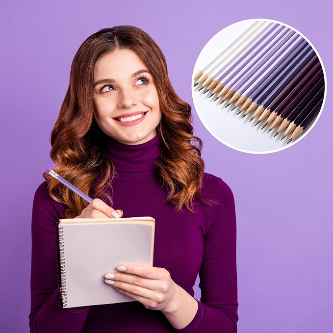 TecUnite 240 Pcs HB #2 Unsharpened Pencils with Eraser Wooden Hexagonal Graphite No 2 Pencils for Students Adults Gifts Exams School Office Sketching (Purple)