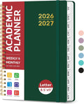 Taja Planner 2026-2027, Jul 2026-Jun 2027 Monthly & Weekly Calendar Book | 8.5" x 11", Hardcover Academic Calendar with Tabs, Teacher Student Agenda Book for School Office Supplies - Dark Green