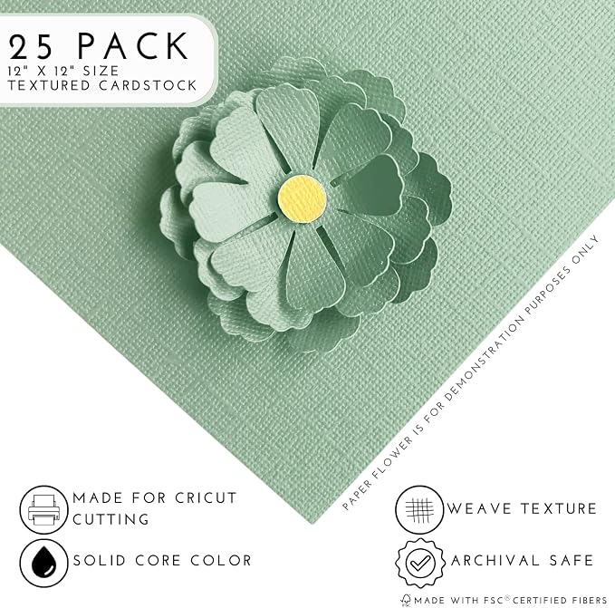 Mint Chocolate Chip—12x12 Textured Cardstock | 80lb Textured Green - Blue Scrapbook Paper | Premium Cardstock for Cricut Cutting | 25 Sheets