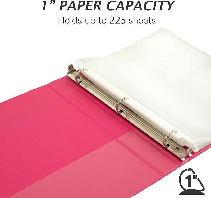 Samsill Durable 1 inch 3 Ring Binder, D Ring Binder, 100% Recycled Chipboard, Island Assortment, 6 Pack