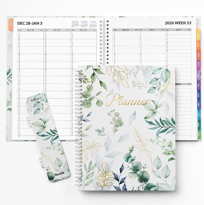 SUNEE 2027 Appointment Book, Quarter-Hourly, Weekly Monthly Planner, 8.5"x11",Eucalyptus
