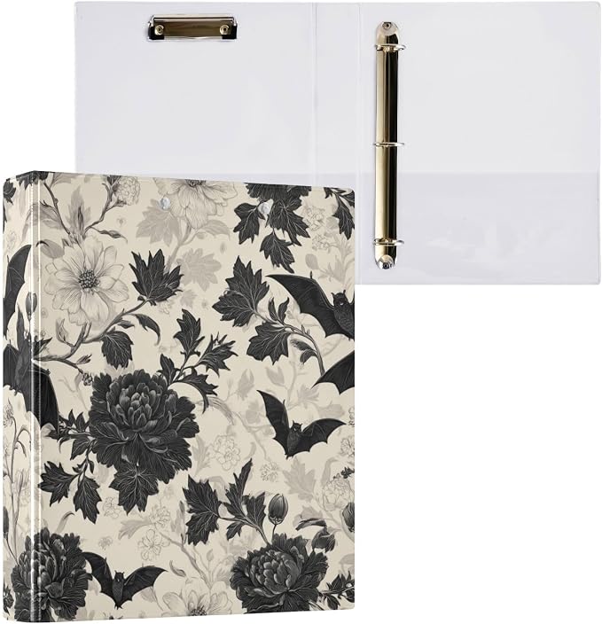 Goth Bath Round Ring Binders Crow (3) 1.5 Inch 3 Ring Binder with Clipboard Holds 200 Sheets Office Home School
