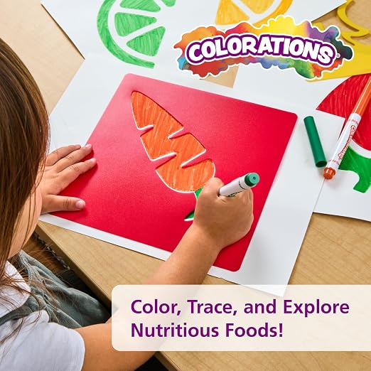 Colorations Fruit & Vegetable Shapes Stencils for Kids, 8" Sq., Set of 12 | Ages 3+, PreK+, Jumbo, Sturdy, Washable, Paint, Draw, Spray, Classroom, Arts & Crafts,, Educational