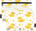 Cute Yellow Ducks Pencil Pouch for 3 Ring Binder, 2 Pack Waterproof Pencil Bags Clear Window Pencil Case Zipper School Office Supplies