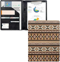 Dreaweet Brown Aztec Leather Portfolio Western Tribal Geometric A4 Document Folder Work Pad Padfolio,Letter Size Notepad Clipboard,Resume Folio Binder