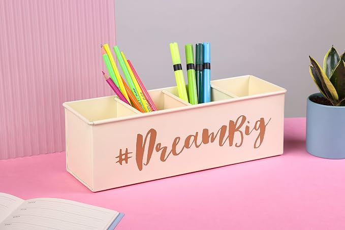 DUDKI HOMES "Desk Organizers and accessories, 4 Compartment Desk Organizer set, Pen holder for desk cute and Stylish Office Desk Accessories for Women Office - Keep Your Workspace Organized"
