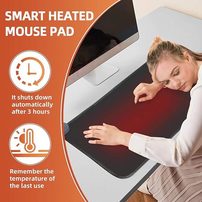 MyPlace Heated Mouse Pad - Heated Desk Mat with 8 Levels Heating & 3 Hours Auto Shut-Off - 31.8”x 17.3”Large Safe Desk Mat Hand Warmer for Home Office Work(Black)